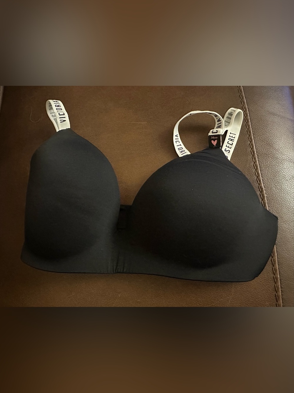 Victoria's Secret Black Molded T-Shirt Bra with Logo Straps